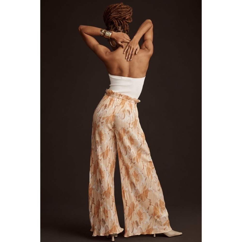 Anthropologie Significant Other Marlie Plisse Wide Leg Pants Tan Size 8 NWT - Picture 7 of 8